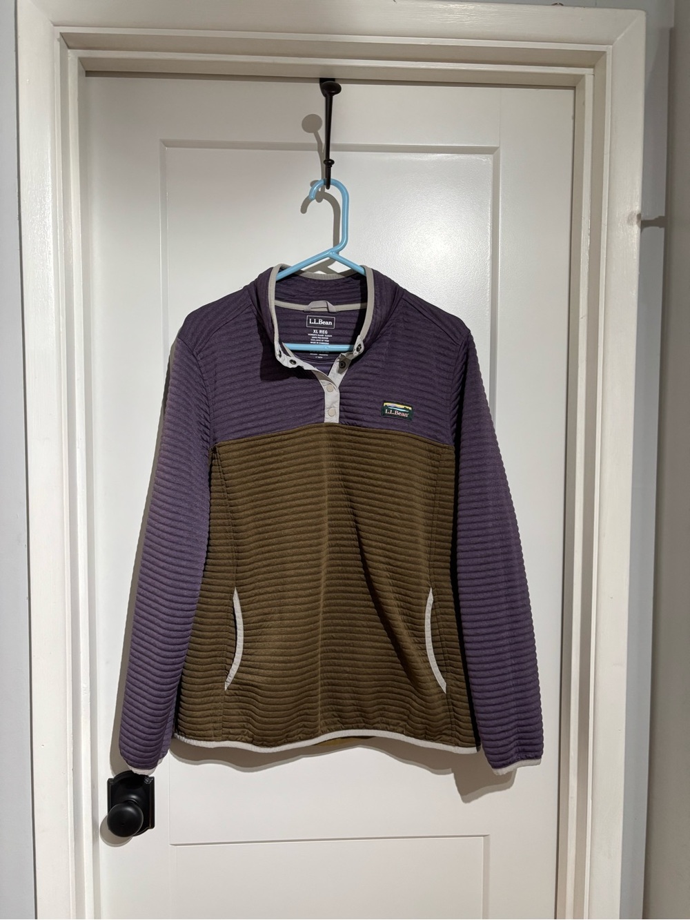 L.L. Bean Two-Tone Half-Zip Pullover – Purple & Olive